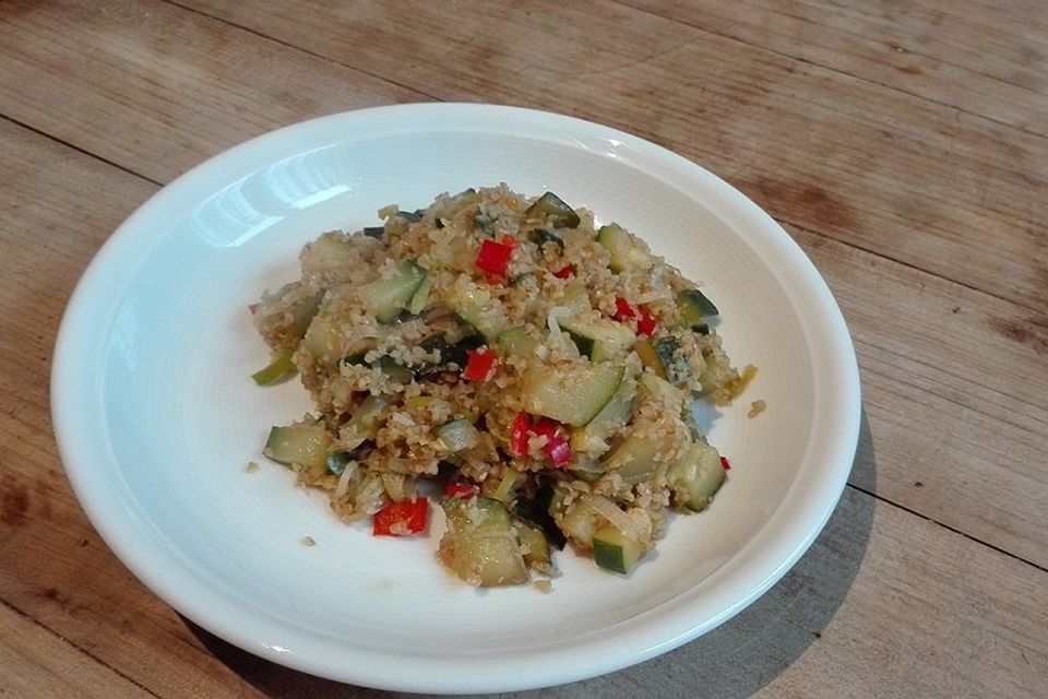 Andys Bulgur mit Porree und Zucchini