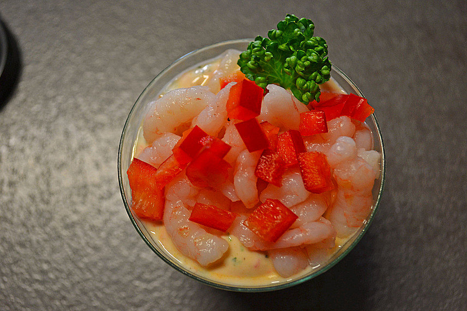 Schnelle Verrines mit Garnelen und Paprika