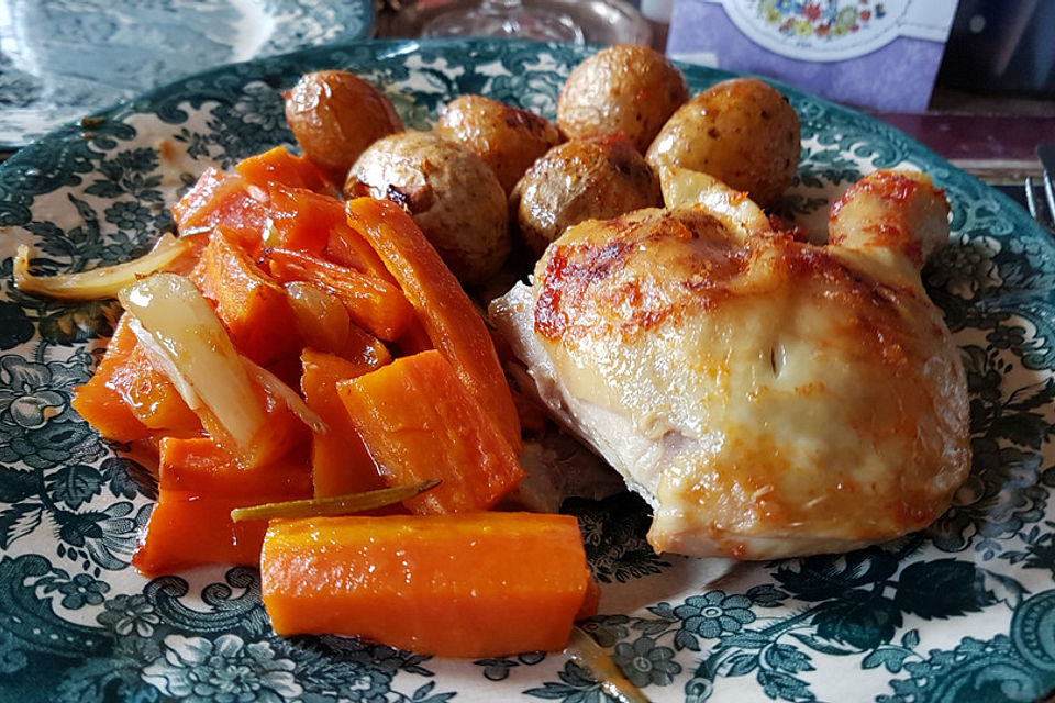 Maishähnchen mediterran mit Kartoffeln