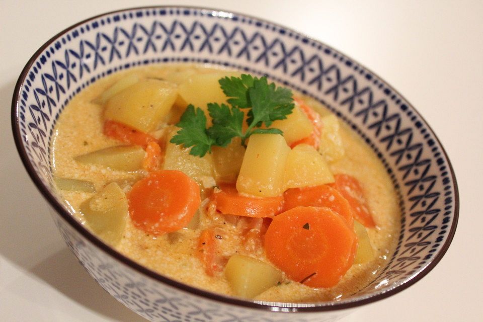 Curry-Eintopf mit Karotten und Kartoffeln