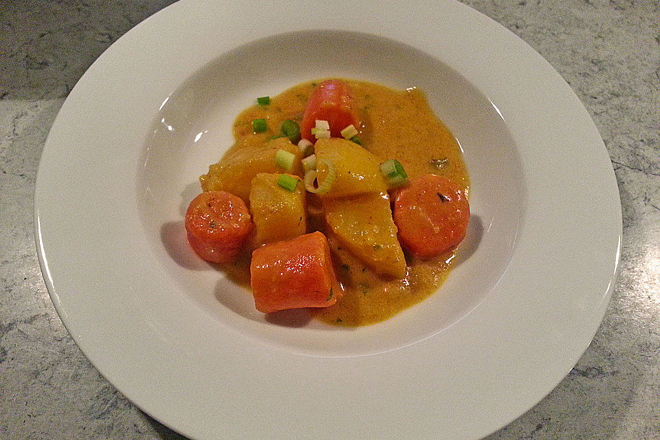 Curry-Eintopf mit Karotten und Kartoffeln