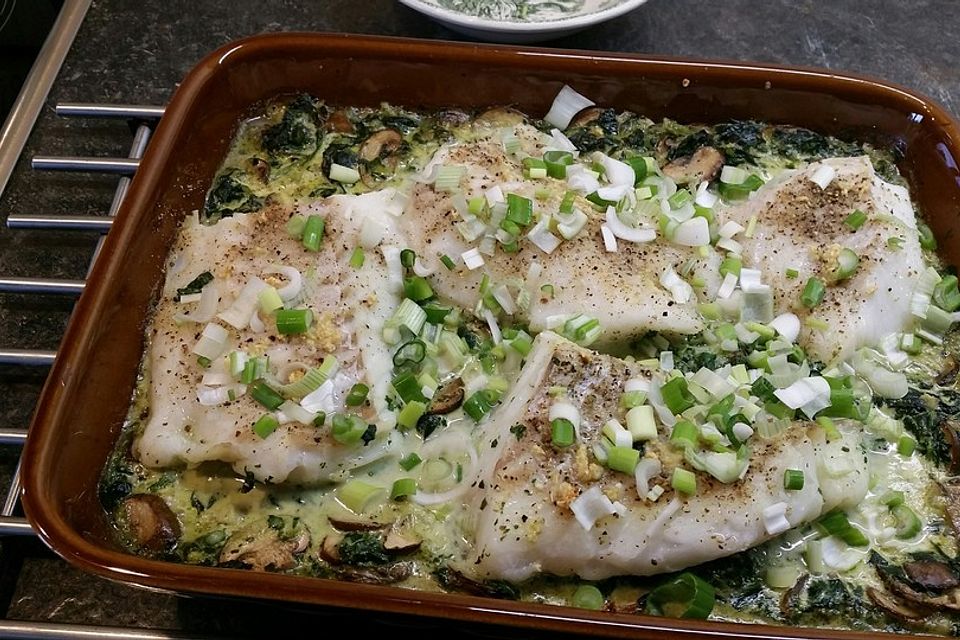 Fisch-Spinat-Gratin