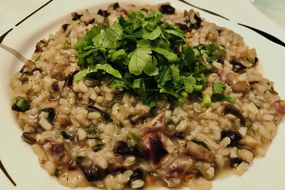 Risotto mit Champignons und Radicchio