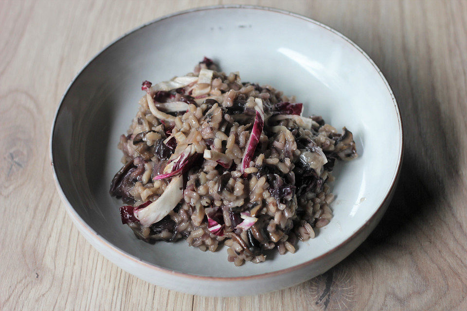 Risotto mit Champignons und Radicchio