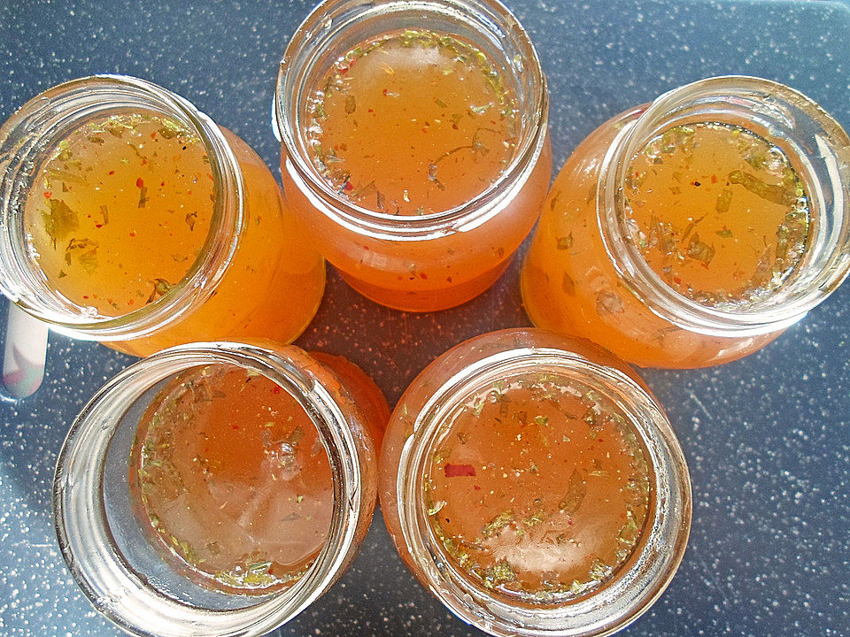 Apfelsaft-Gelee mit Ingwer, Chili, Pfeffer und Estragon von movostu ...