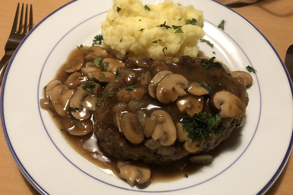 Amerikanische Salisbury Steaks mit brauner Sauce