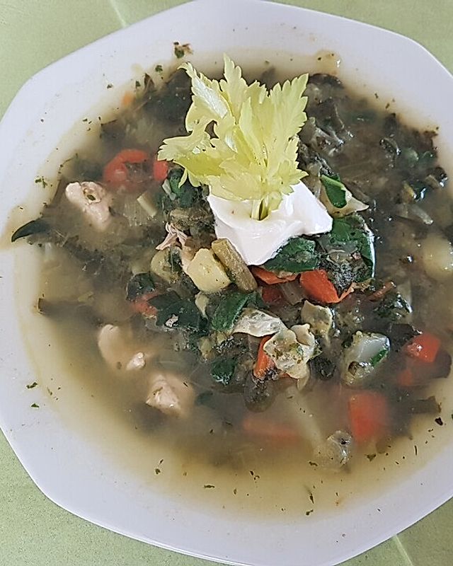 Grüner Borschtsch - ukrainische Suppe