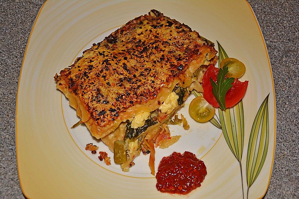 Spargel-Spinat-Lasagne asiatisch angehaucht