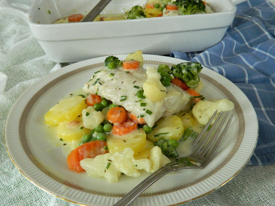 Gemüse-Fisch-Auflauf mit Zitronensauce von Schnibbeldillderich| Chefkoch