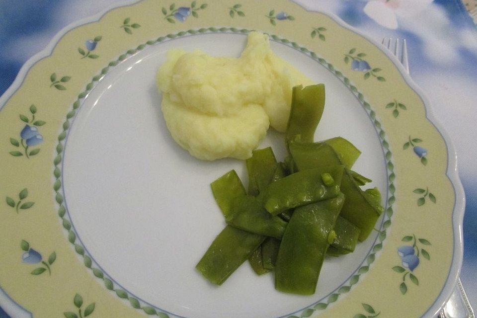 Kartoffelbrei mit Zuckerschoten