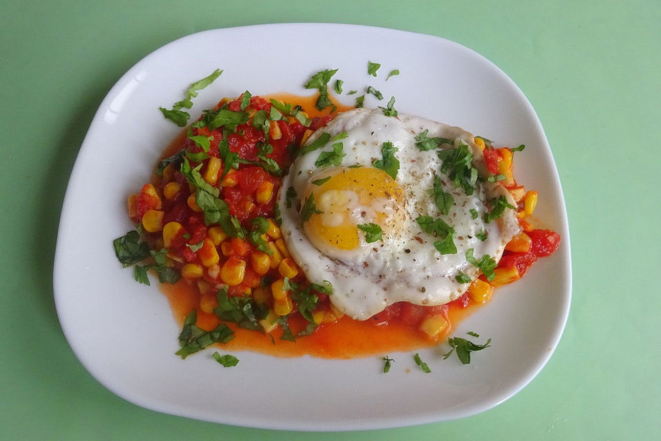 Tomaten - Ragout mit Spiegeleiern