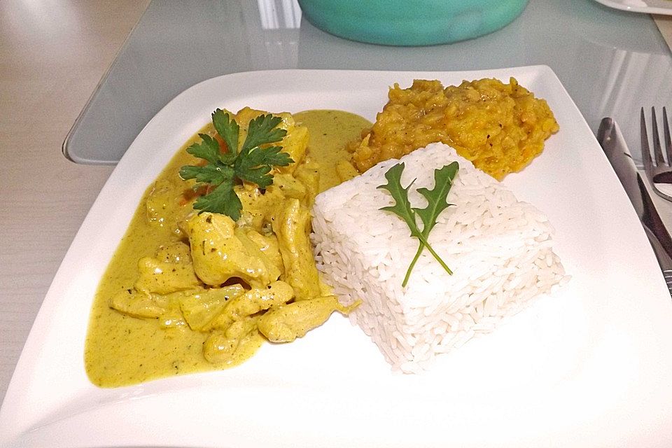 Currygeschnetzeltes mit Ananas und Kokosmilch