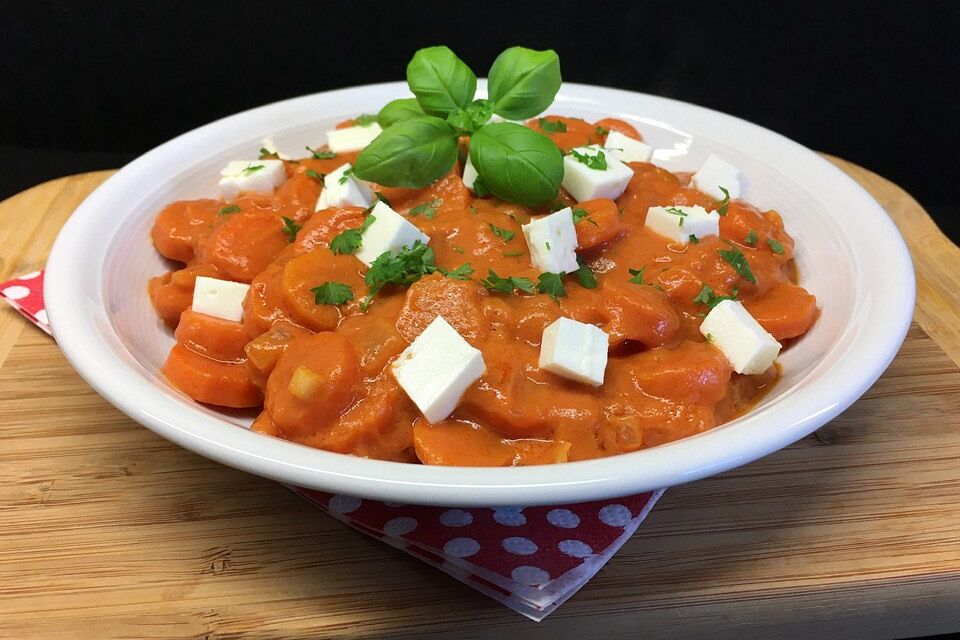 Möhren-Tomatensauce mit Feta