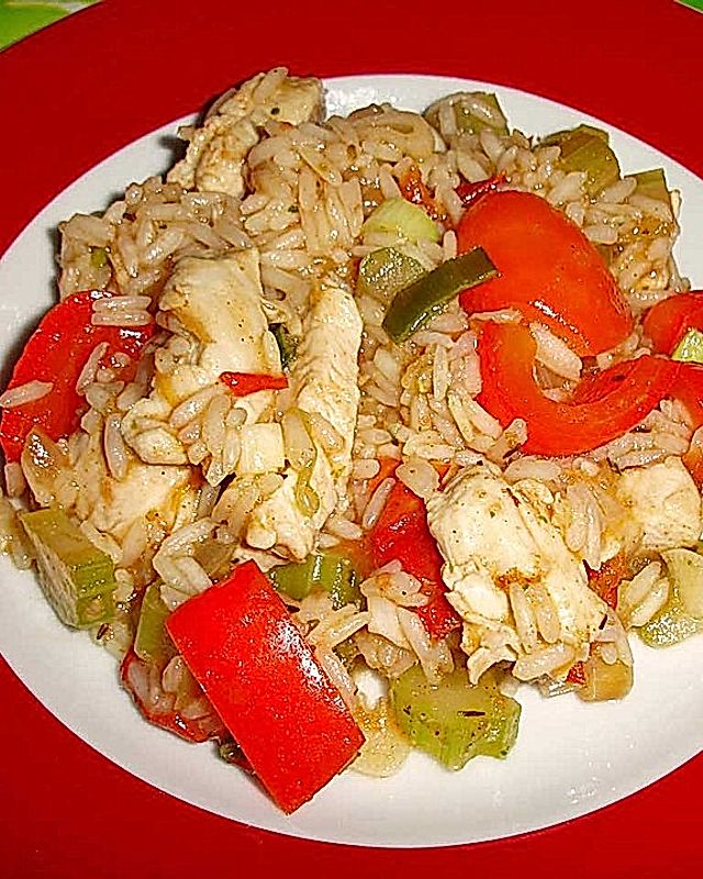 Jambalaya mit Hähnchen und Gemüse