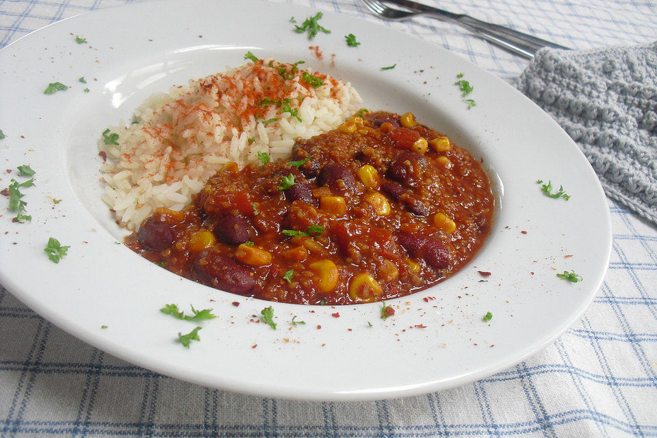 Chili sin Carne mit Grünkern