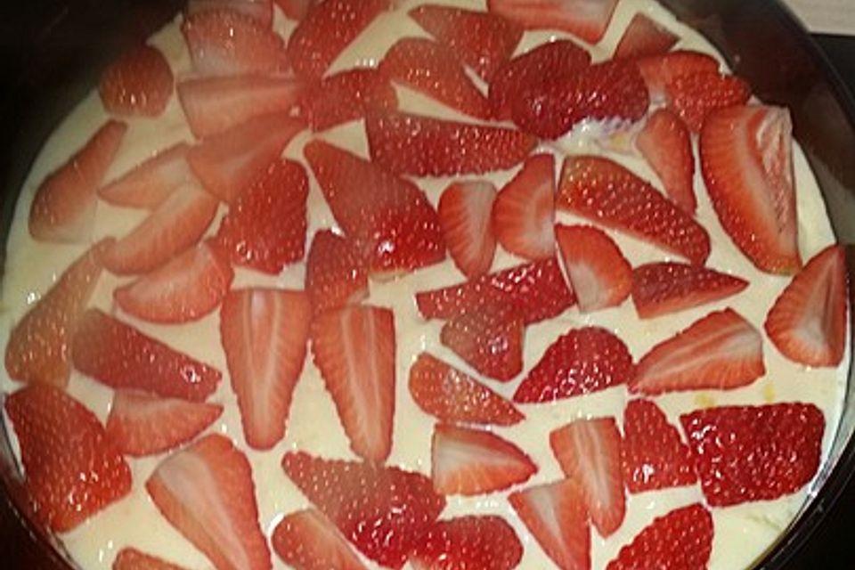 Erdbeerkuchen mit Biskuitboden