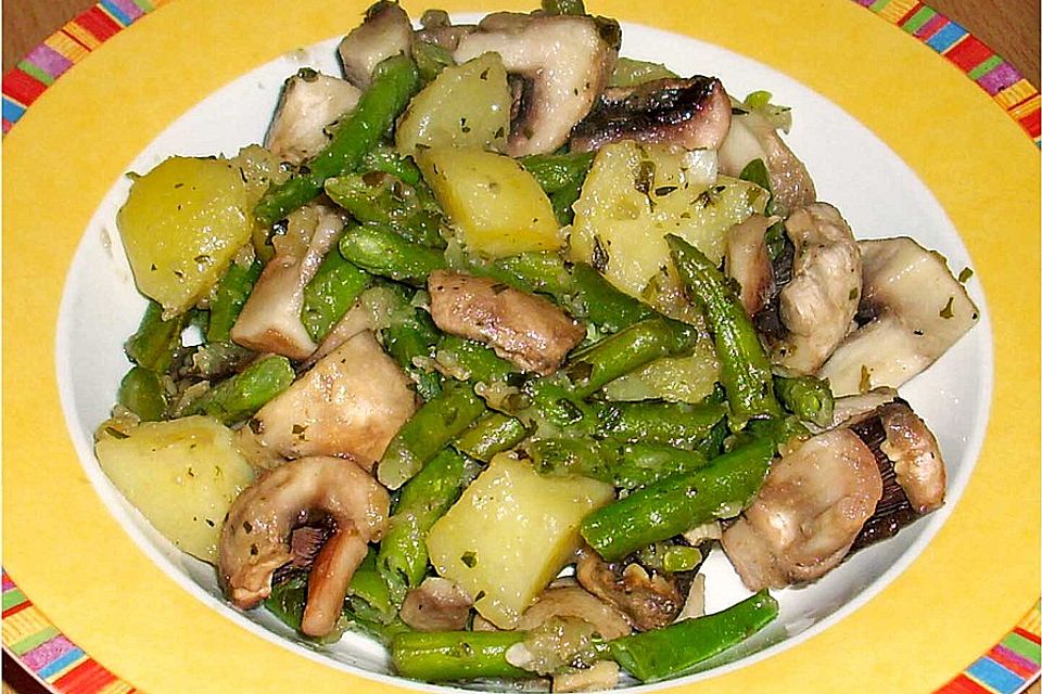 Kartoffel-Bohnen-Champignon-Pfanne