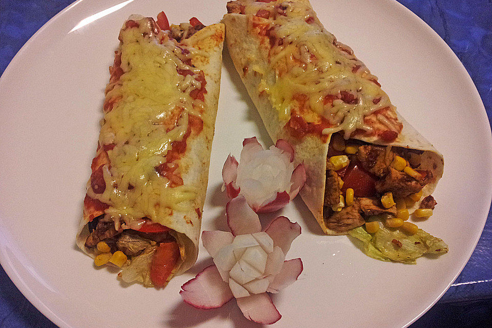 Überbackene Enchiladas mit Hähnchen