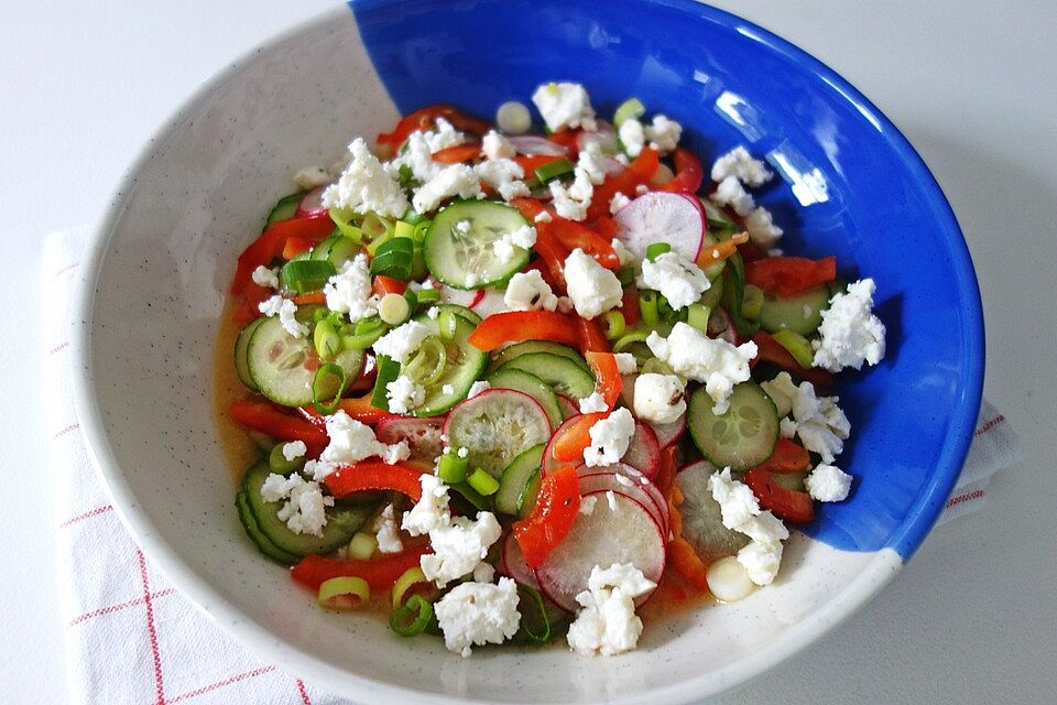 Paprika-Schafskäse-Salat