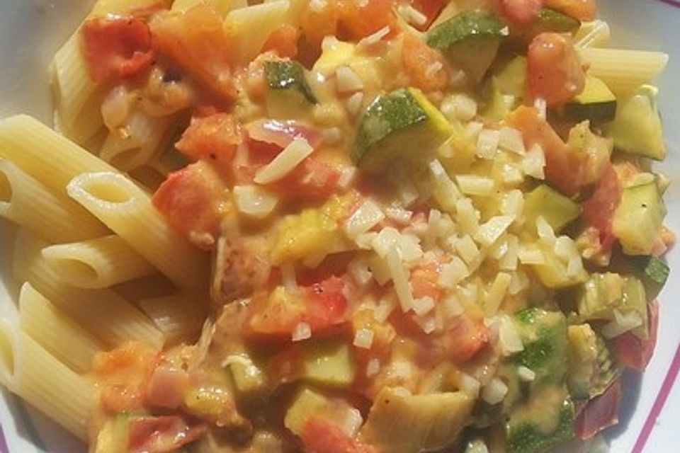 Pasta mit Lachs und Tomaten