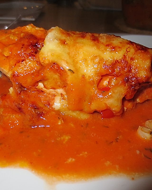 SABO - Putenrouladen mit Schinken und Käse in Tomatensauce