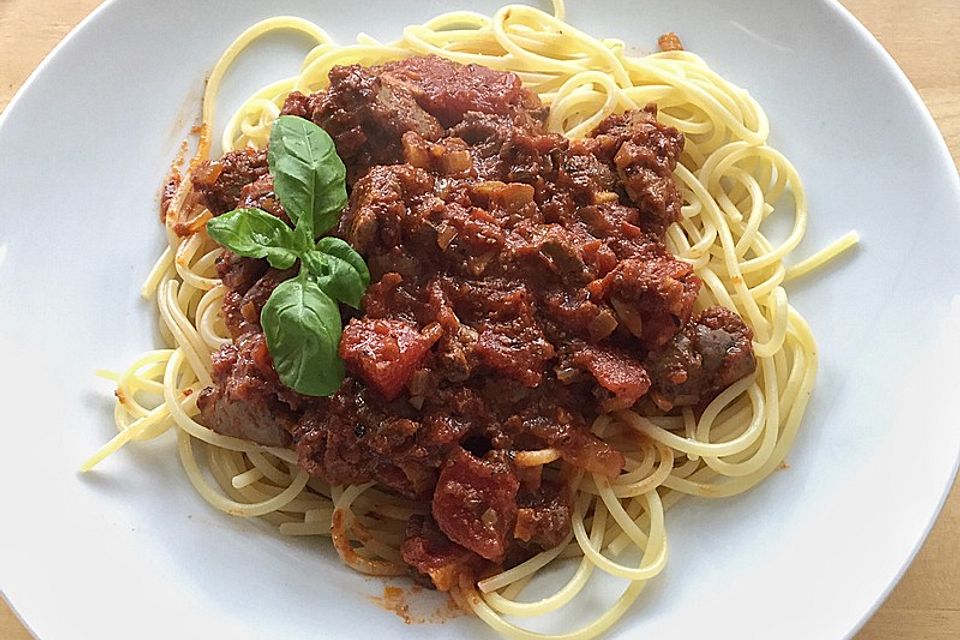 Spaghetti mit Tomaten-Leber à la Gabi