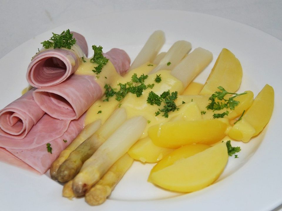 Spargel mit Sauce Hollandaise, Schinken und Kartoffeln von McMoe | Chefkoch