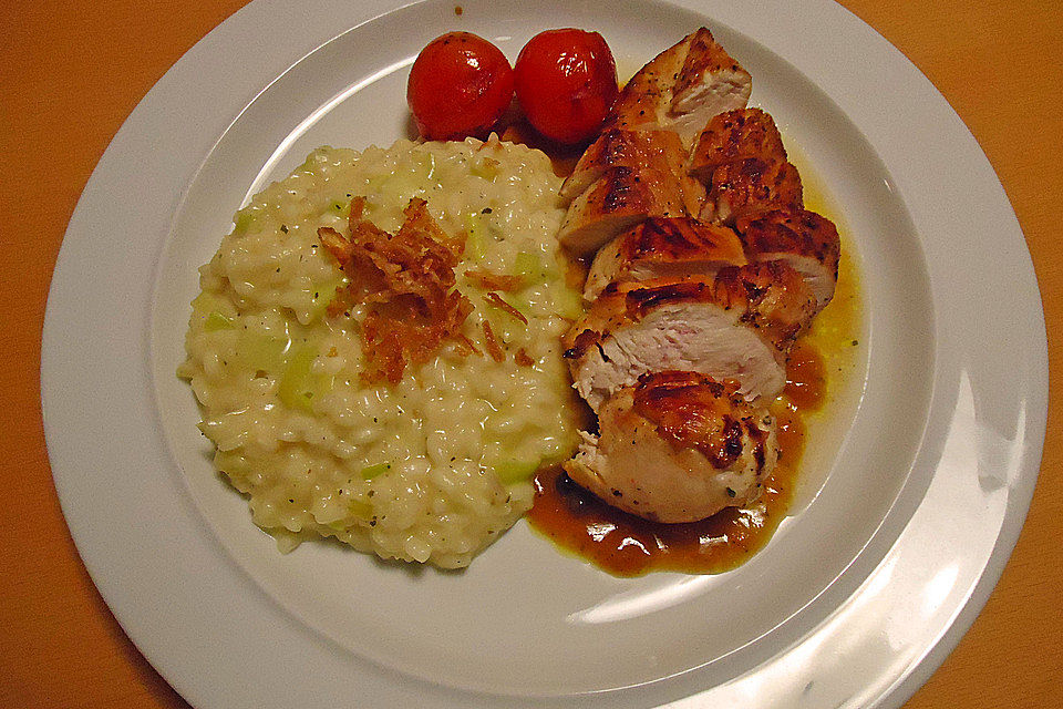 Glasierte Pouletbrust an einer Pfeffer-Orangen-Sauce