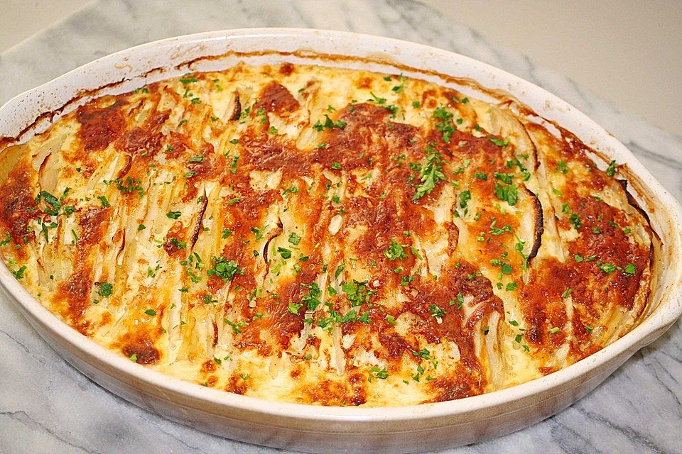 Kartoffel-Kohlrabi-Gratin