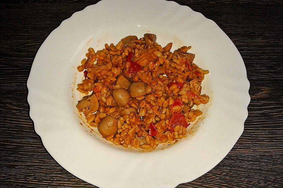 Ebly-Risotto mit Tomaten und Pilzen