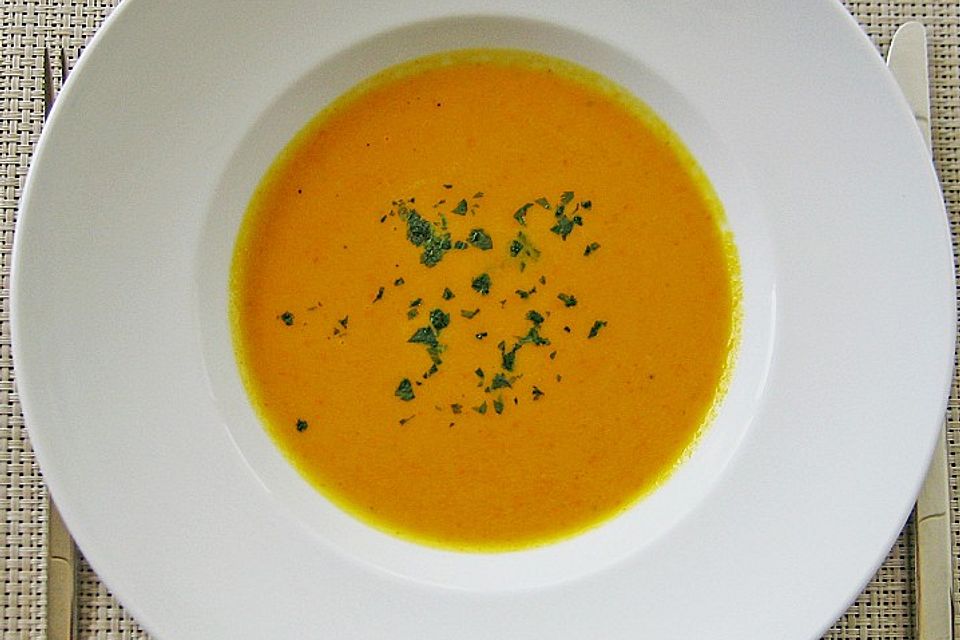 Kürbissuppe mit Ingwer und Kokosmilch