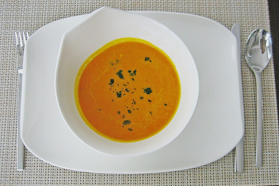 Kürbissuppe mit Ingwer und Kokosmilch