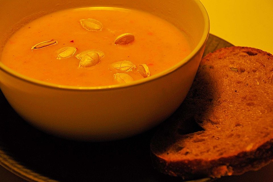 Kürbissuppe mit Ingwer und Kokosmilch