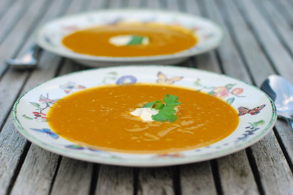 Kürbissuppe mit Ingwer und Kokosmilch