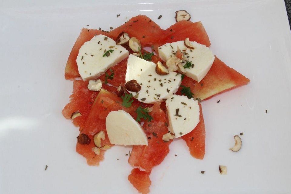 Wassermelone mit Mozzarella