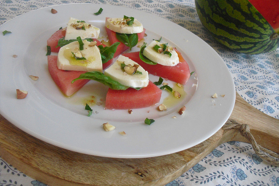 Wassermelone mit Mozzarella