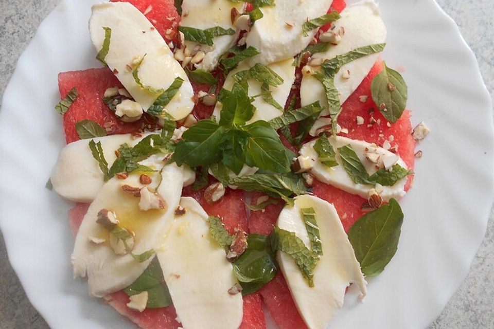 Wassermelone mit Mozzarella