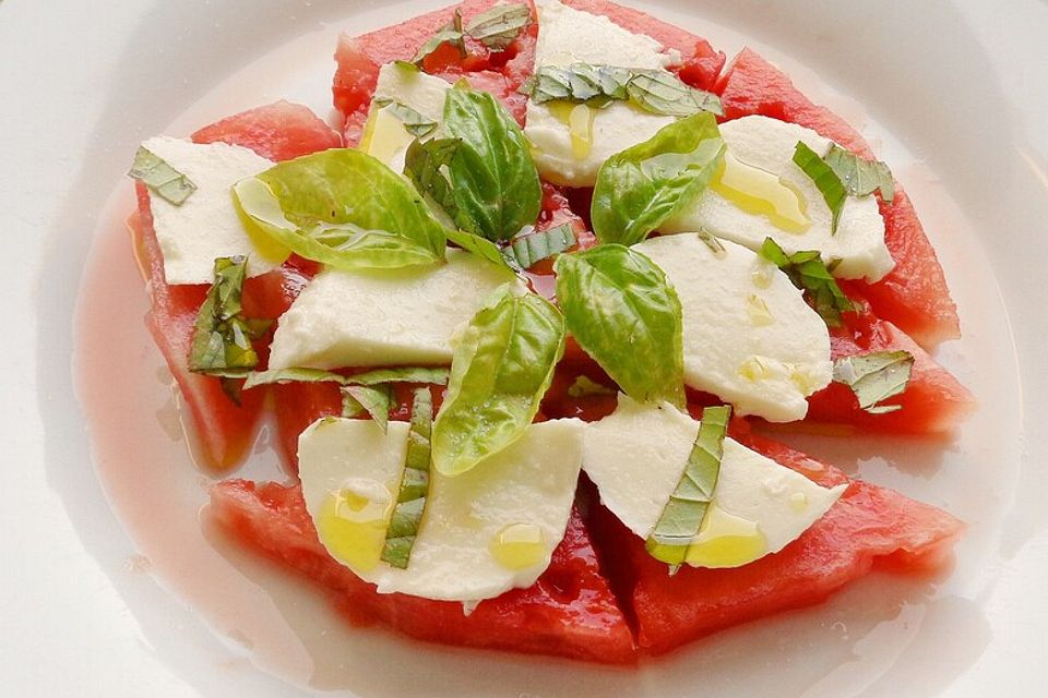 Wassermelone mit Mozzarella