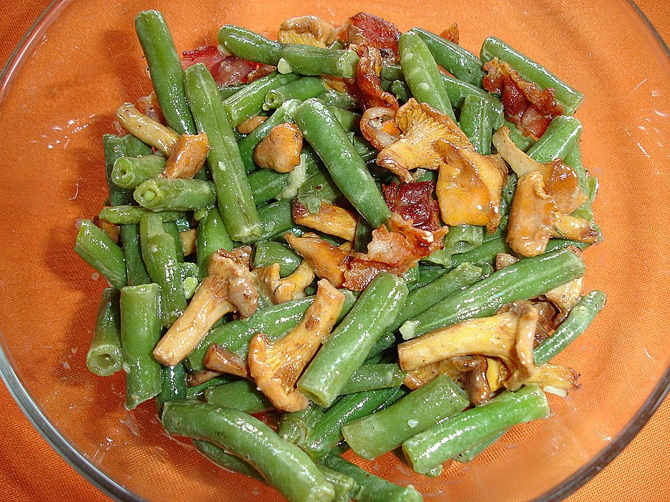 Salat von grünen Bohnen, Pfifferlingen und Speck von dodith| Chefkoch