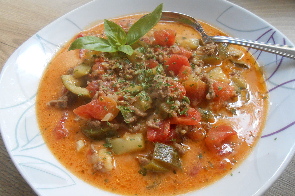 Käse-Hack-Suppe mit Zucchini