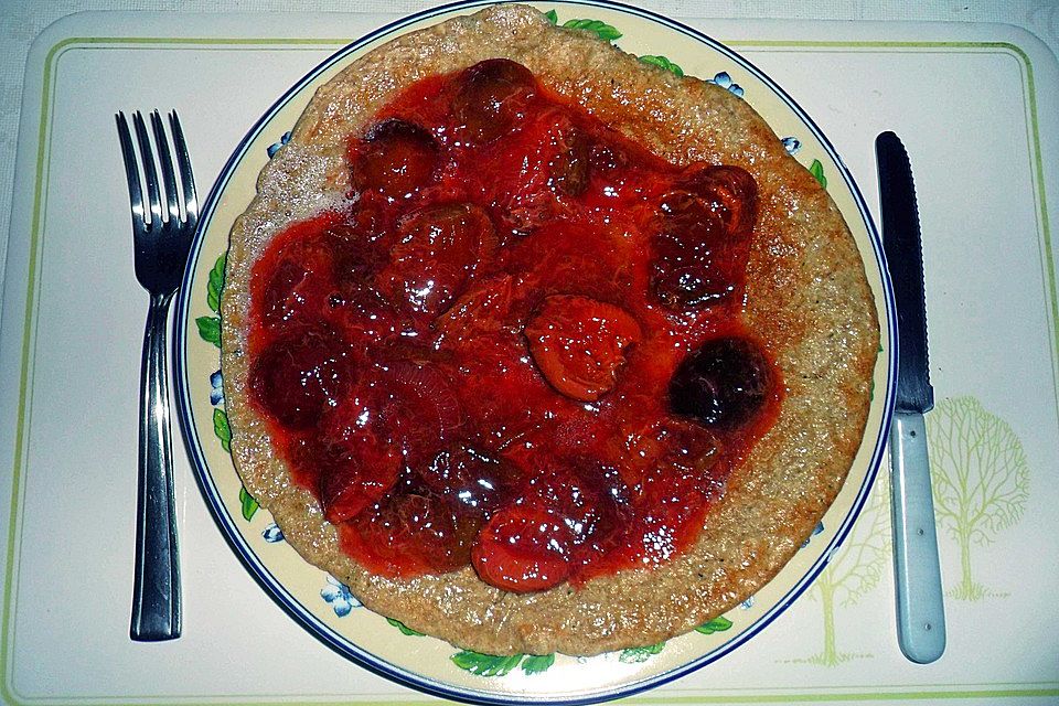 Zwetschgenkompott natur mit Biodinkelpfannkuchen