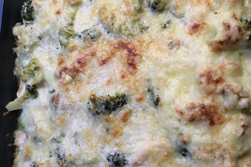 Brokkoli-Räucherlachs-Gratin