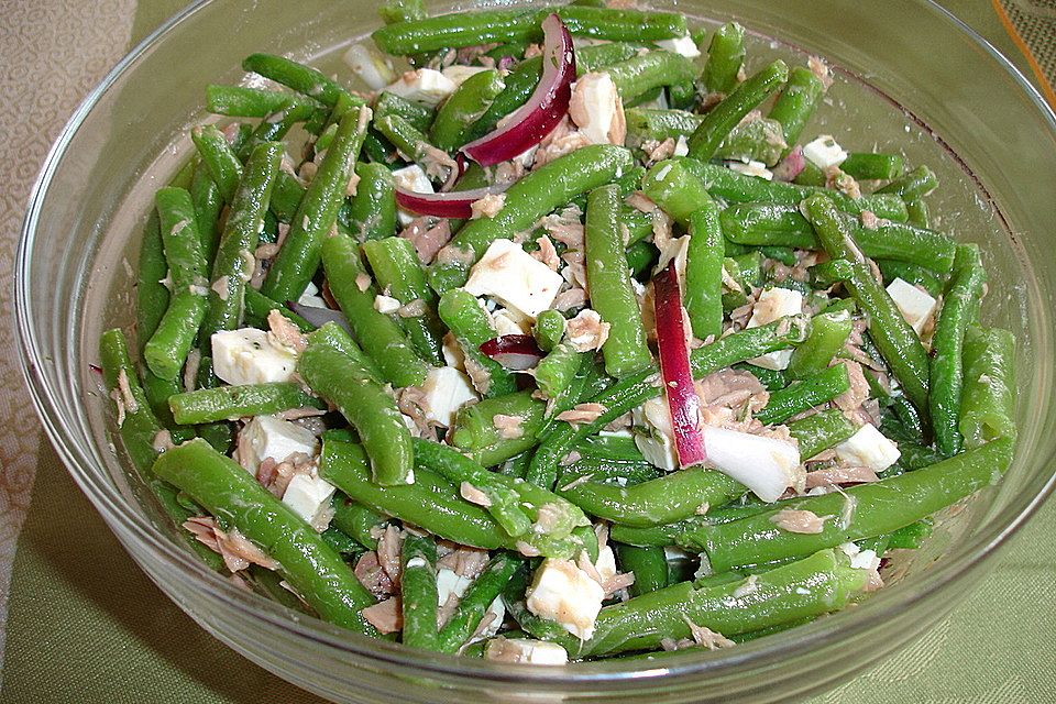 Bohnensalat  mit Thunfisch, Bohnenkraut und Senfdressing