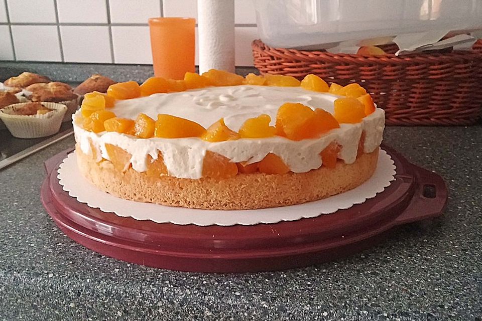 Pfirsich-Sahne-Kuchen mit Brause ohne Backen