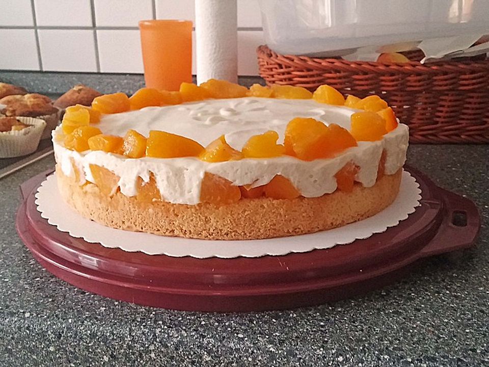 Pfirsich Sahne Kuchen Mit Brause Ohne Backen Von Annatoni Chefkoch