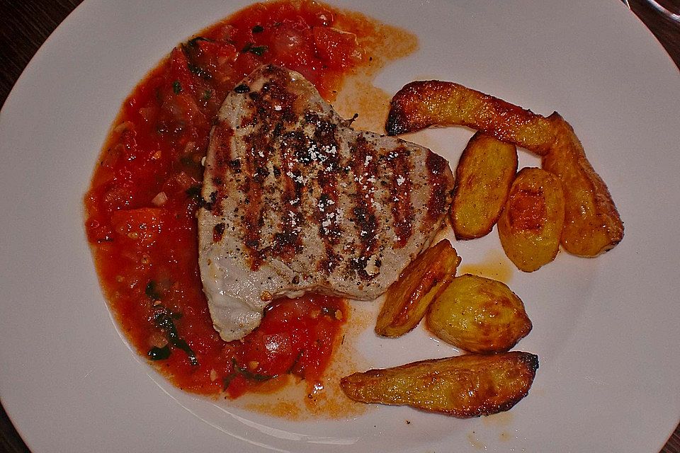 Schwertfisch-Steaks "Cajun-Style" mit scharfer Tomatensauce