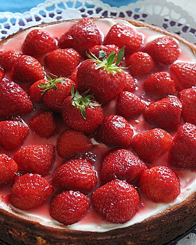 American Strawberry Cheesecake mit Erdbeertopping