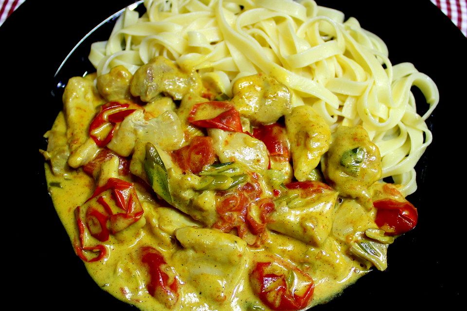 Geschnetzeltes mit Vanille-Curry-Sauce