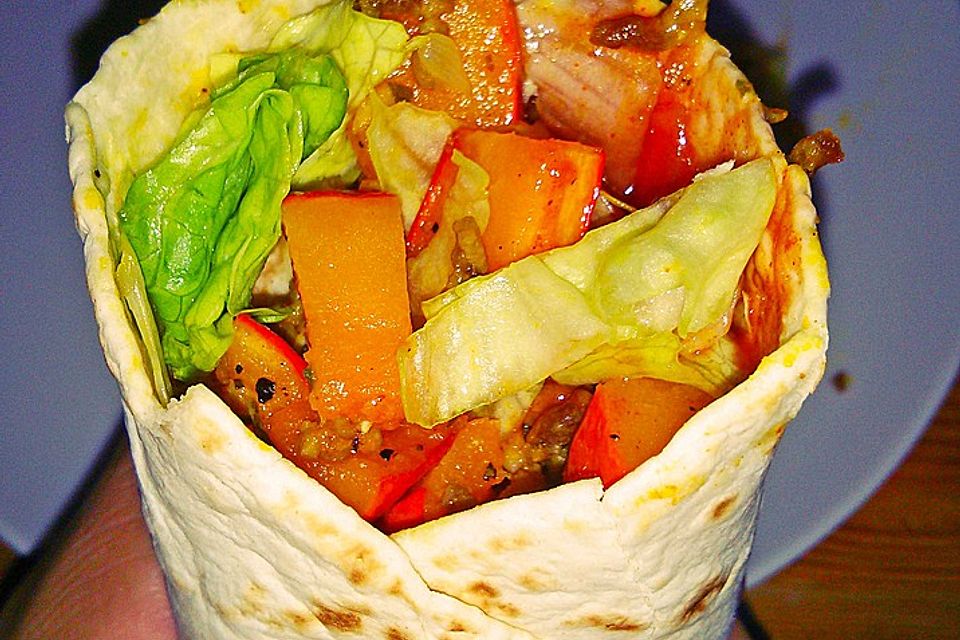 Vegetarische Kürbis-Wraps mit Fetakäse