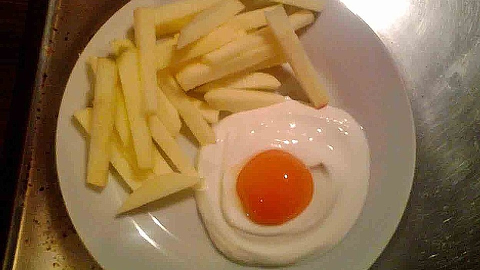 Falsches Spiegelei mit Apfelpommes| Chefkoch